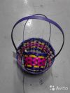 Корзина плетеная натуральная, фиолетовый/розовый