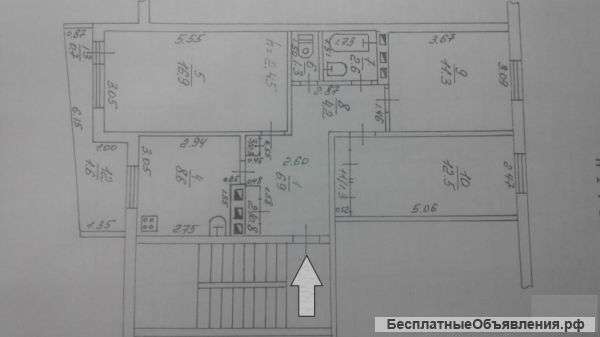 3-к квартира, 69 м², 1/5 эт