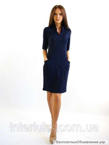 Платье - футляр Кватро синее