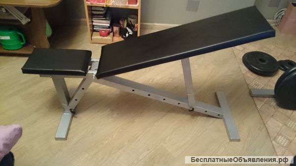 Скамья, стойки, грифы, блины