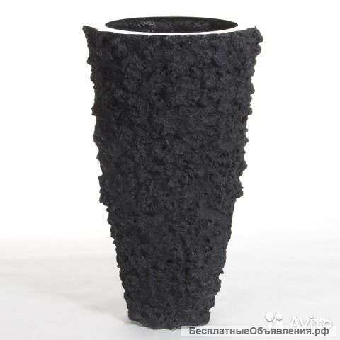 Кашпо vase black lava Fango large black, D62xH110с