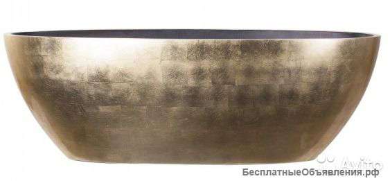 Кашпо oval bowl champagne gold silver leaf mashua
