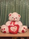 Большой белый поющий медведь 80x80x46 I love you