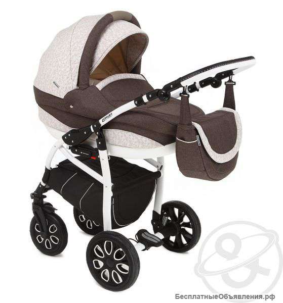 Коляска Adamex Loran 2 в 1 (т.бежевый+бежевый принт 238W
