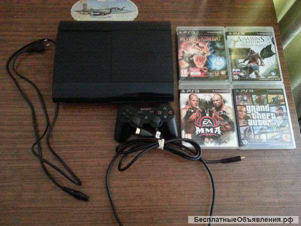 PS3 500gb super slim + 19 лицензионных игр