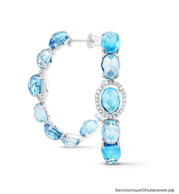 Серьги с топазами и бриллиантами Белое золото 585°