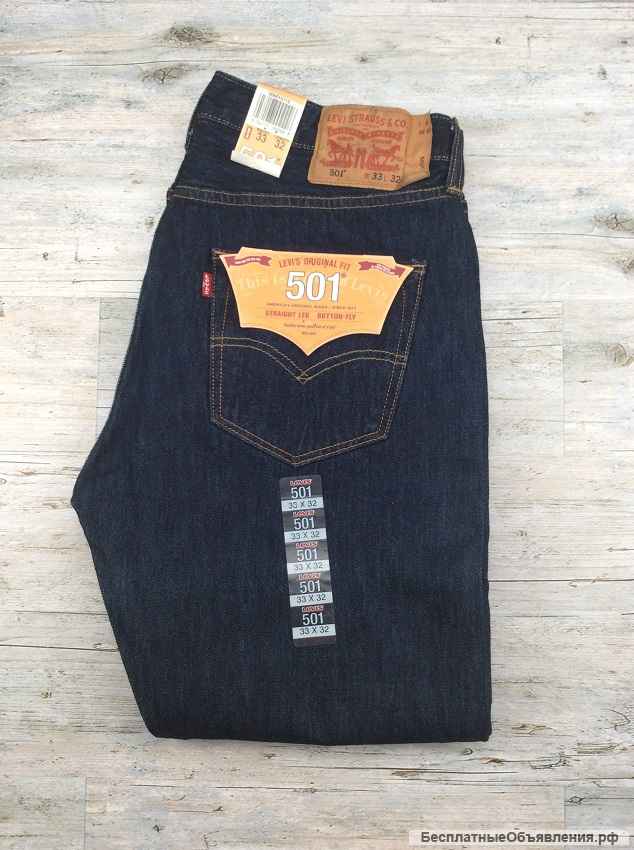 Levis Original 501, Rinsed Indigo W32-W38