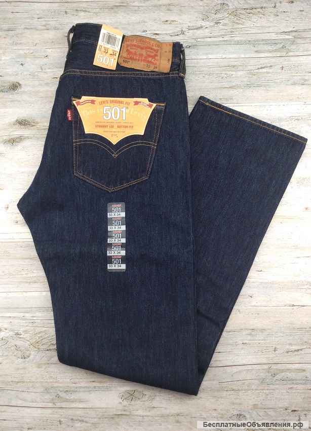 Levis Original 501, Rinsed Indigo W32-W38