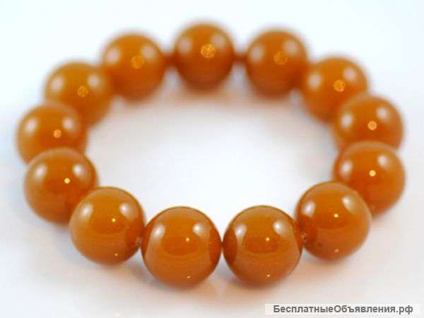 Браслеты янтарные натуральные прессованные. Цвет: карамель