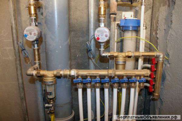 Установка счетчиков для воды, сантехнические работы