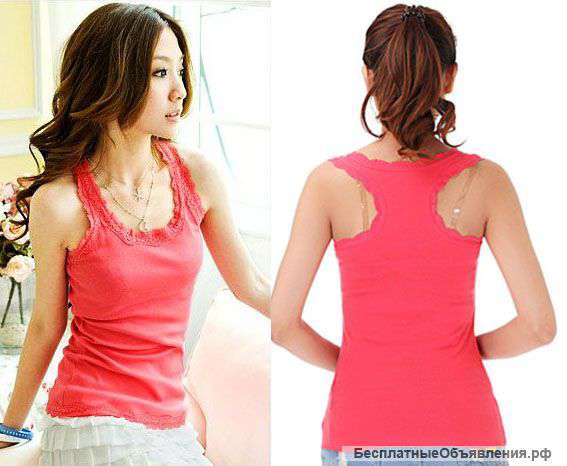 Маечка с кружевом, 2 цвета, мелким оптом