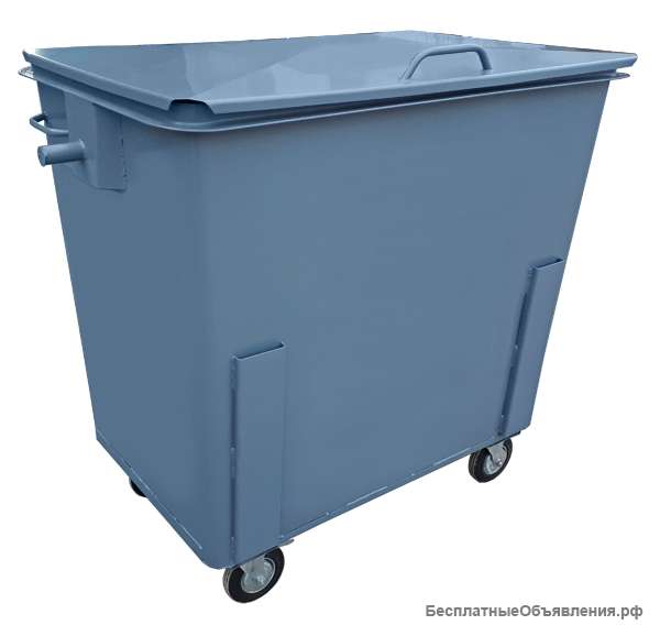 Металлический контейнер для мусора 0.8 куб. м на колесах с крышкой