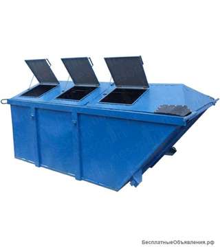 Металлический бункер для мусора, закрытый 8 куб. м