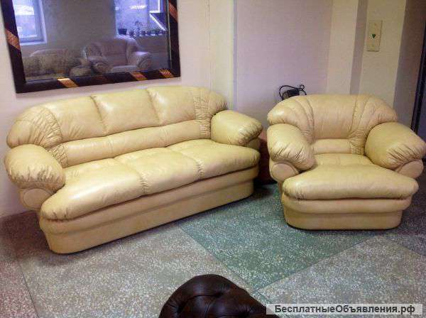 Кожаная мебель диван и кресло