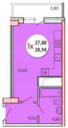 Квартира-студия 29 кв.м ул. П.Метальникова