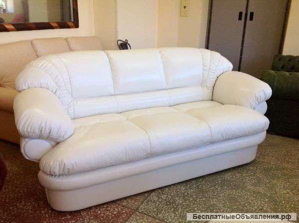 Белый кожаный диван Венеция