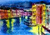Акварельная картина "Венеция. Ночь"