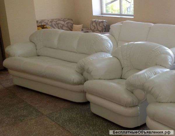 Кожаная мебель: диван-кровать и кресло