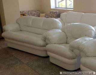 Кожаная мебель: диван-кровать и кресло