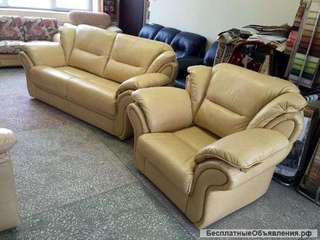 Кожаный диван и кресло Лондон