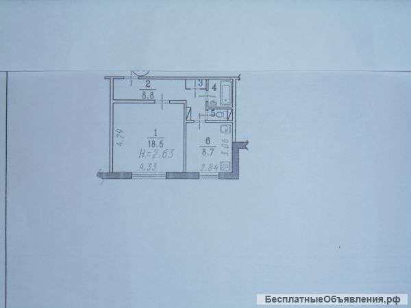 1 комнатной квартиры