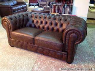 Диван Честер в элитной коже под старину
