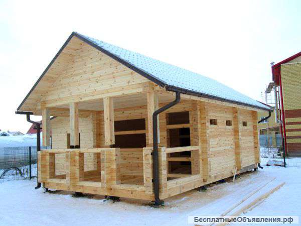 Монтаж домов бань из клееного бруса
