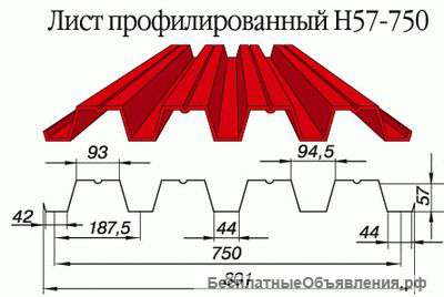 Профнастил Н57 для каркасных строений