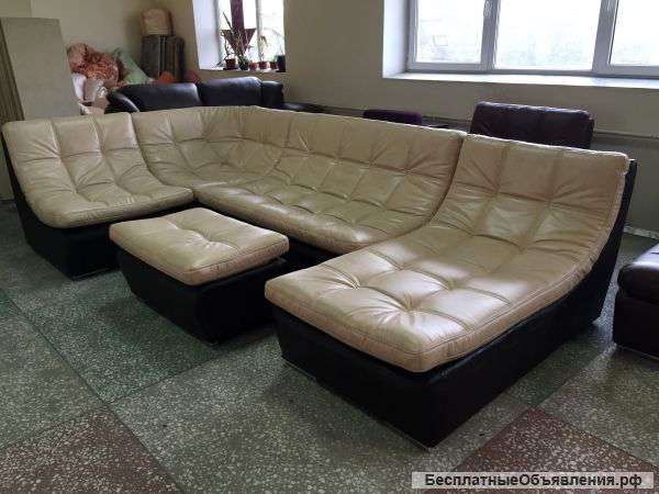 Кожаный модульный диван угловой