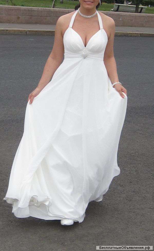 Свадебное платье в греческом стиле А-силуэт 46-48 размер