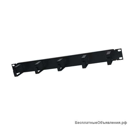 Горизонтальный органайзер 19" 1U, 5 колец, черный