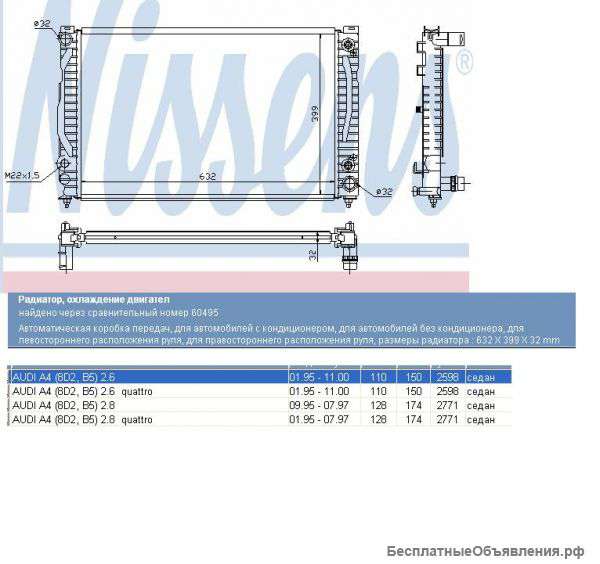 Радиатор Audi A4