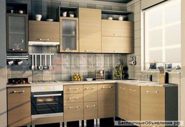 Кухня угловая "Беленый дуб" мдф 4.4 м. (на заказ)