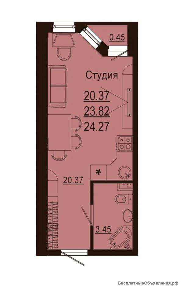 Студия 27 м2
