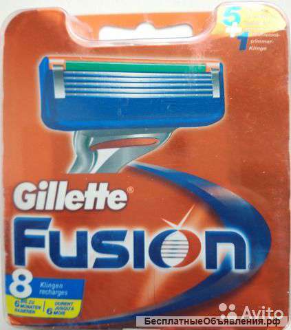 Gillette Сменные кассеты для бритья "Fusion", 8 шт