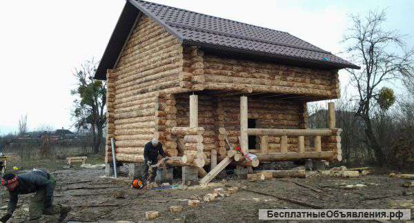 Сруб бани,дома.Установка.