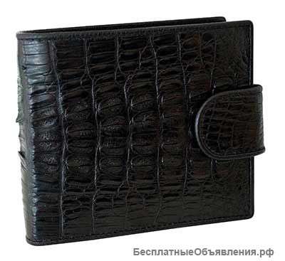 Портмоне River - croco black натуральная кожа крокодила