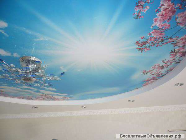 Установка бесшовного тканевого натяжного потолка