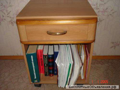 Компьютерный стол с приставной тумбочкой, 2-х секционный полукруглый, цвет орех