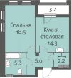 2-х комнатная квартира Центральный район 46.3 м2
