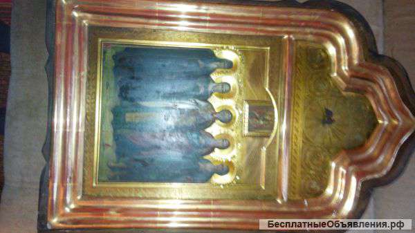 Старинная икона 19 век, 5 святых