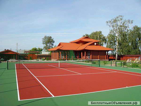 Строительство теннисного корта - резиновое покрытие, теннисит, Хард, искусственная трава