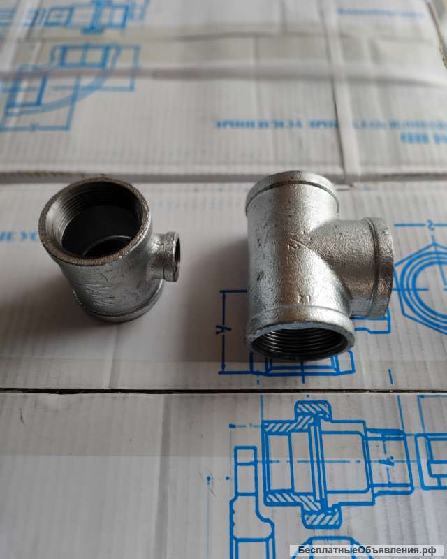 Тройники чугунные полнопроходные оцинкованные усиленные FM HD прямые и переходные