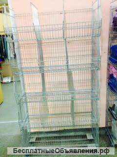 Стеллажи сетчатые на колесах 3 яруса