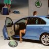 Штатная подсветка дверей с логотипом Skoda