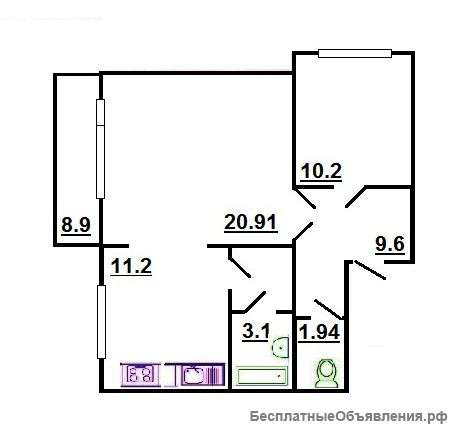 2-х ком.квартира Уктус