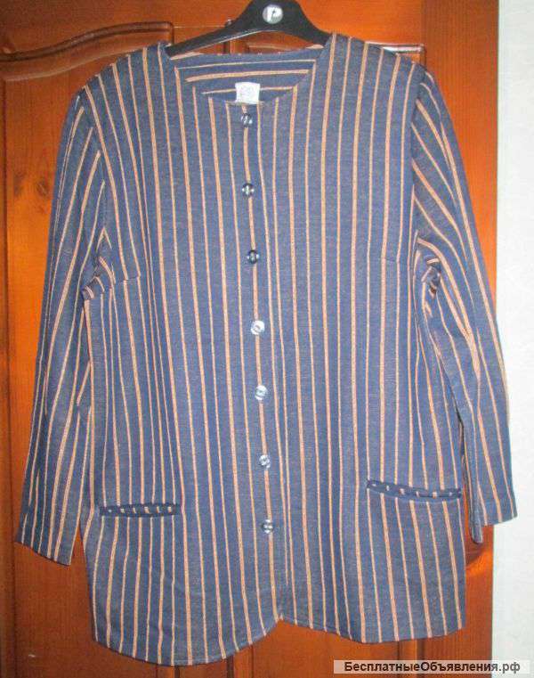 Трикотажный синий пиджак, р. 48, Беларусь.