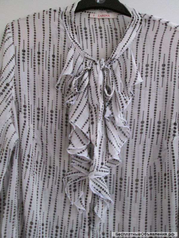 Блуза бело-серая с бантом, р. 48, Россия