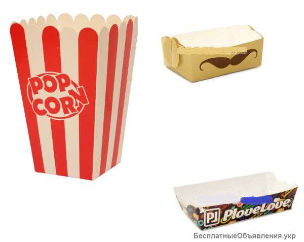 Бумажная тарелка. Стаканы для попкорна