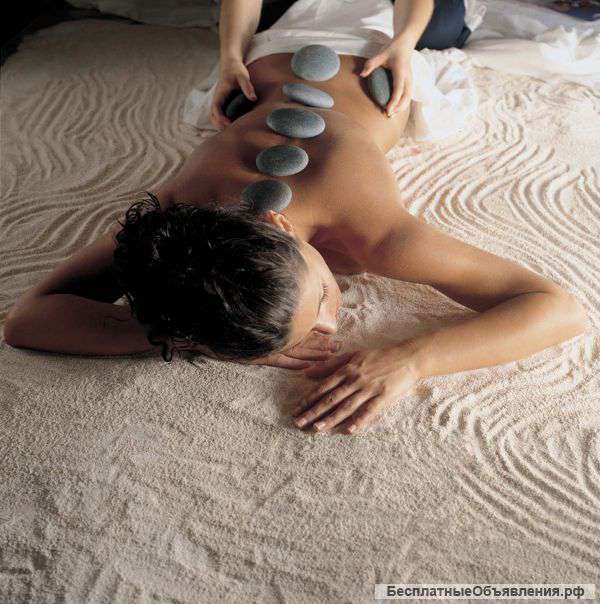 Классический массаж спины с использованием горячих камешков и звукотерапии
